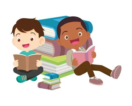 Happy Children reading book Back to School Concept kids and book Stock Illustration