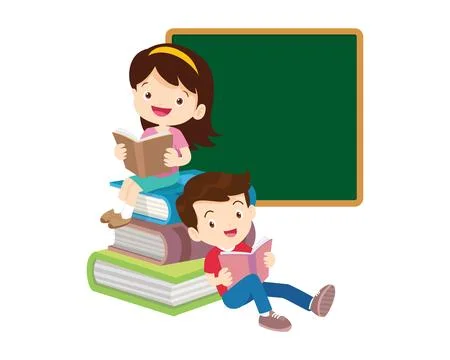 Happy Children reading book Back to School Concept kids and book Stock Illustration