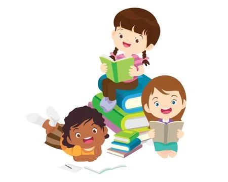Happy Children reading book Back to School Concept kids and book Stock Illustration