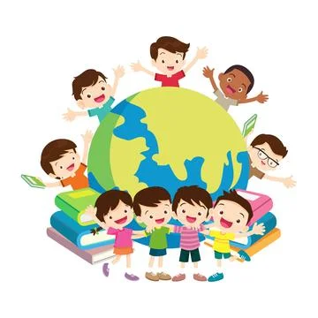 Happy Children reading book Back to School Concept kids and book Stock Illustration