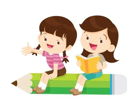 Happy Children reading book Back to School Concept kids and book Stock Illustration