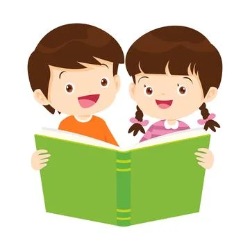 Happy Children reading book Back to School Concept kids and book Stock Illustration