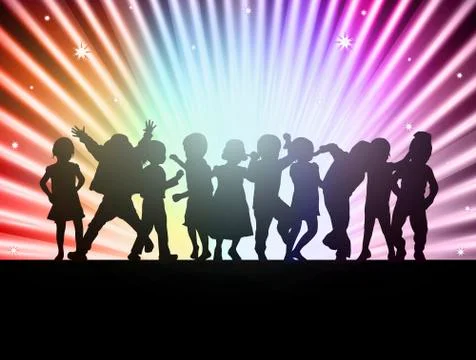 Happy children together dancing Stock Illustration