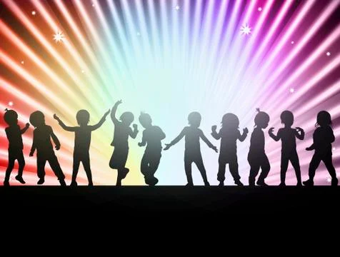Happy children together dancing Stock Illustration