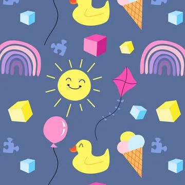 Happy childrens day pattern. Vector illustration cartoon style. Illustrazione stock