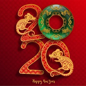Happy chinese new year 2020 year of the rat. Illustrazione stock