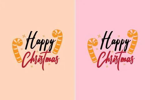 Happy Christmas lettering on colour background Stock Illustration