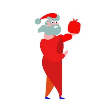 Happy Christmas red vector. Flat santa claus simplified Stock Illustration