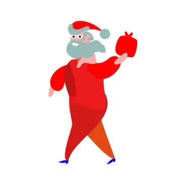 Happy Christmas red vector. Flat santa claus simplified. person cartoon Stock Illustration