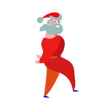 Happy Christmas red vector. Flat santa claus simplified. Stock Illustration