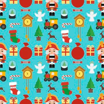 Happy Christmas seamless with nutcracker design flat Stock Illustration