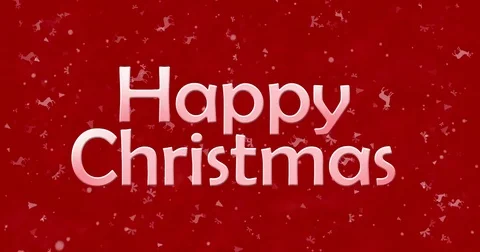 Happy Christmas text turns to dust from bottom on red animated background Stock Footage 70442972