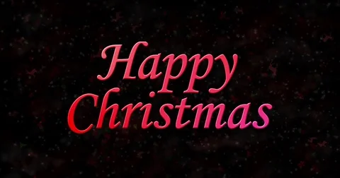 Happy Christmas text turns to dust from bottom on black animated background Stock Footage 70447968