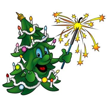 Happy Christmas Tree Stock Illustration