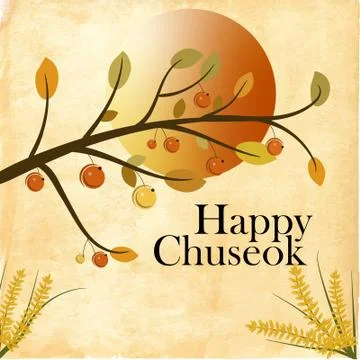 Happy Chuseok vector with full moon .  Happy Thanksgiving Day Stock Illustration