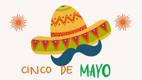 Happy cinco de mayo with hat and beard Stock Footage 233658901