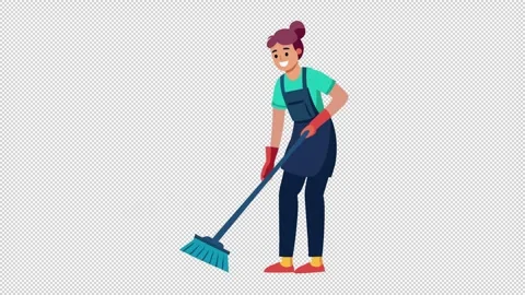 Happy Cleaner at Work Stock Footage 331493251
