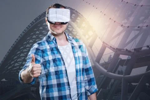 Happy client looking satisfied with his new device Foto stock