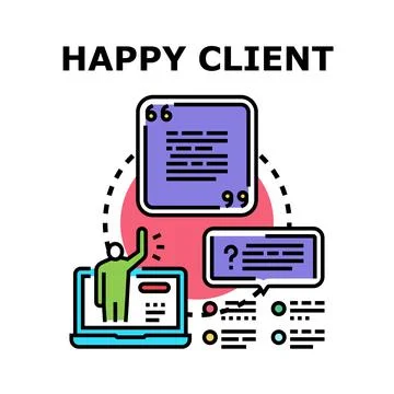 Happy client satisfaction survey and feedback management Stock Illustration