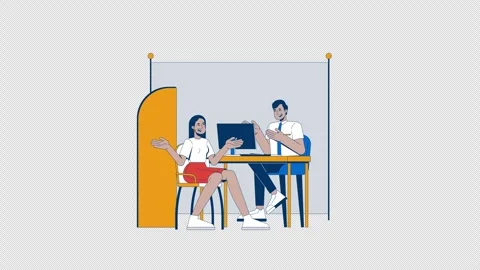 Happy client talking with financial advisor 2D characters animation Stock Footage 312789555