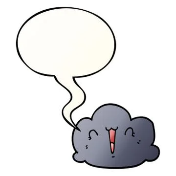 Happy cloud cartoon and speech bubble in smooth gradient style 스톡 일러스트