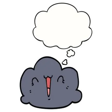 Happy cloud cartoon and thought bubble Illustrazione stock