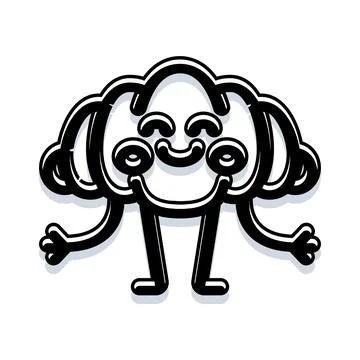 Happy cloud character smiling with closed eyes Stock Illustration