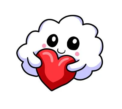 Happy Cloud Hugging a Heart Stock Illustration