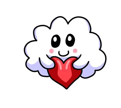 Happy Cloud Hugging a Heart Stock Illustration