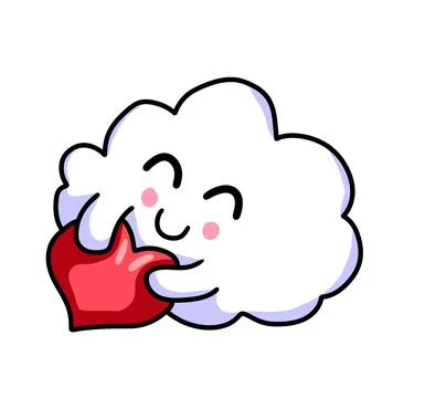 Happy Cloud Hugging a Heart Stock Illustration