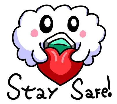Happy Cloud Hugging a Heart Stock Illustration