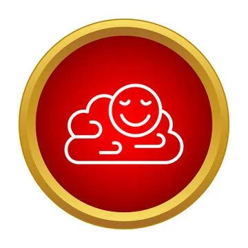 Happy cloud icon dreaming on red background Stock Illustration
