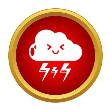 Happy cloud icon with lightning bolt symbols Stock Illustration