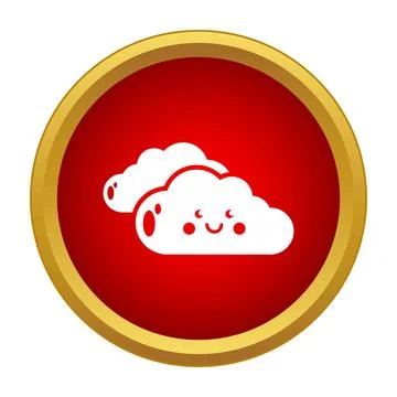 Happy cloud icon in red circle button イラスト素材