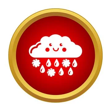 Happy cloud raining snow and water droplets Stock Illustration