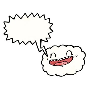 Happy cloud with speech bubble Stock Illustration