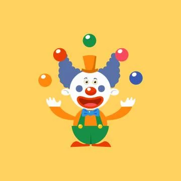 Happy Clown Juggling Stock Illustration
