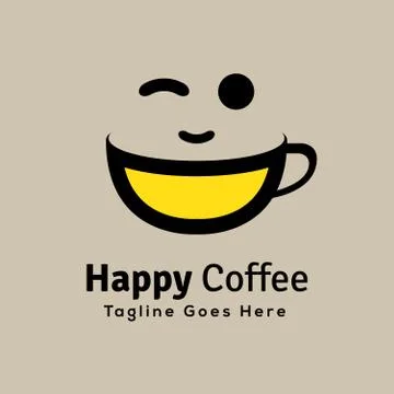 Happy coffee cup logo Stock Illustration