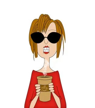 Happy Coffee Drinker Stock Illustration