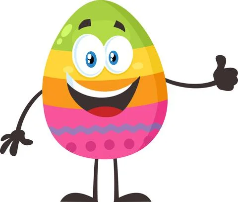 Happy Colored Easter Egg Cartoon Mascot Character Showing Thumbs Up Stock Illustration