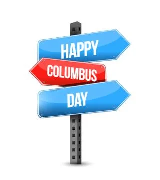 Happy columbus day multiple destination color street sign Stock Illustration