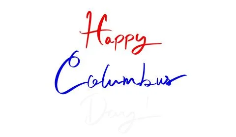 Happy columbus day text font calligraphy hand written lettering script blac.. Stock Illustration