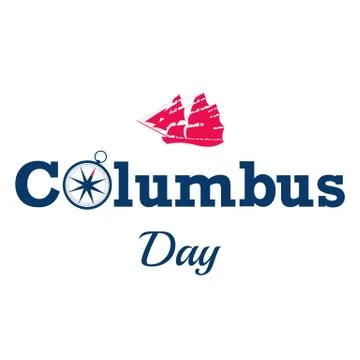 Happy columbus day text vector on white background or banner graphic Stock Illustration