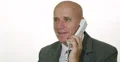 Happy Communication French Businessman Smile Landline Phone Talk Financial Gain 4k or 4k+ Resolution