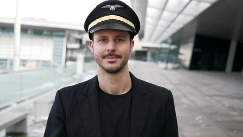 Happy Confident Airplane Commander Working in Travel Business Career Stock-Footage 87736726