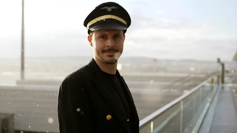 Happy Confident Airplane Commander Working in Travel Business Career Stock Footage 87737623