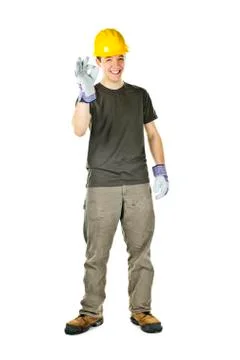 Happy construction worker Stock Photos