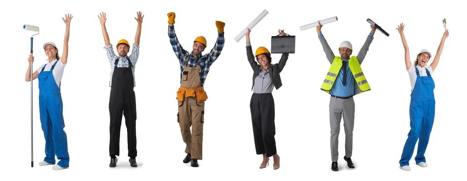 Happy construction workers Stock Photos