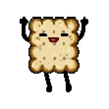 Happy cookie character pixel art vector illustration Stock Illustration
