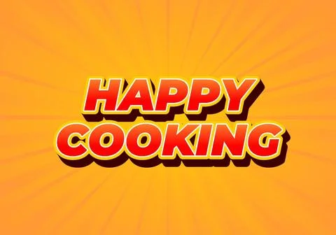 Happy cooking. Text effect in 3D look. Eye catching color Stock Illustration